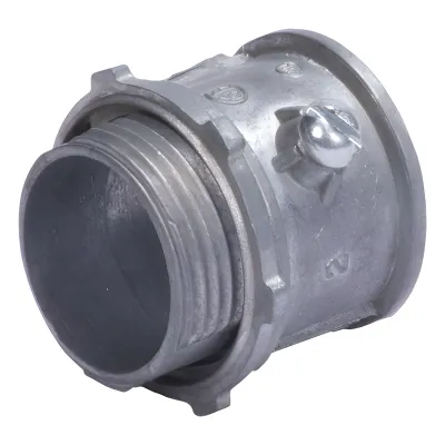 Conector 1 1/4" (32mm) pared delgada con tornillo galvanizado etiqueta verde