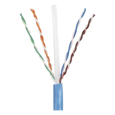 Bobina de Cable UTP 305 Metros (1000 Pies) de Cobre, PanNet, Azul, Categoría 5e (24 AWG), Riser (CMR), de 4 Pares