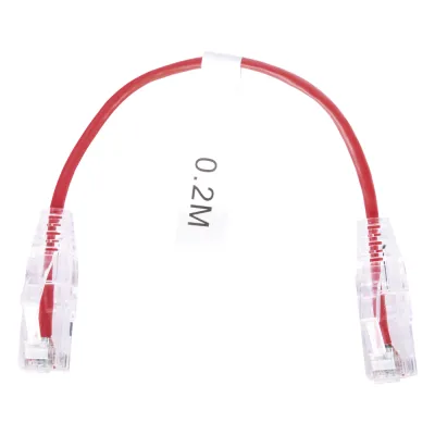 Cable de Parcheo Slim UTP Cat6 - 20 cm (7.87 Pulgadas) Rojo Diámetro Reducido (28 AWG)