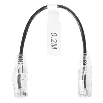Cable de Parcheo Slim UTP Cat6 - 20 cm (7.87 Pulgadas) Negro Diámetro Reducido (28 AWG)