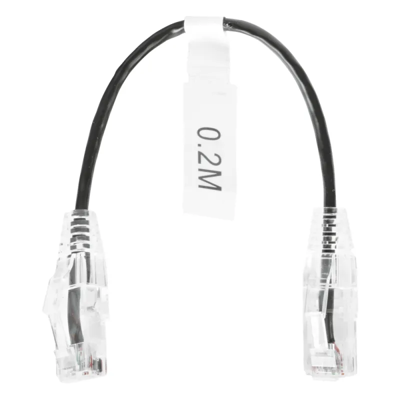 Cable de Parcheo Slim UTP Cat6 - 20 cm (7.87 Pulgadas) Negro Diámetro Reducido (28 AWG)