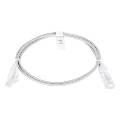 Cable de Parcheo Slim UTP Cat6 - 1 Metro (3.28 Pies), Gris, Diámetro Reducido (28 AWG)