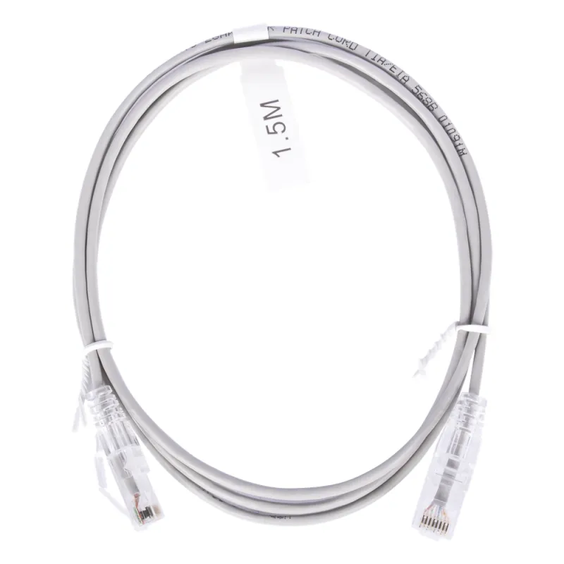 Cable de Parcheo Slim UTP Cat6 - 1.5 Metros (4.92 Pies) Gris Diámetro Reducido (28 AWG)