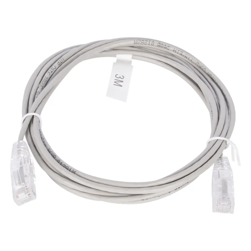 Cable de Parcheo Slim UTP Cat6 - 3 Metros (9.84 Pies) Gris Diámetro Reducido (28 AWG)