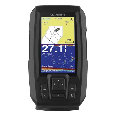 Fishfinder STRIKER™ Plus 4 con GPS Integrado / Pantalla QSVGA 272 x 480 píxeles / Frecuencias 50-200 kHz / Potencia 200 W RMS / Tecnología de Ganancia Automática / Sensor de Temperatura / Resistencia al Agua IPX7