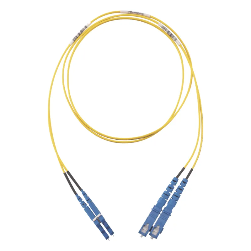Jumper de Fibra Optica Monomodo 9/125 OS2, LC-SC Duplex, OFNR (Riser), Color Amarillo, 5 Metros (16.40 Pies)