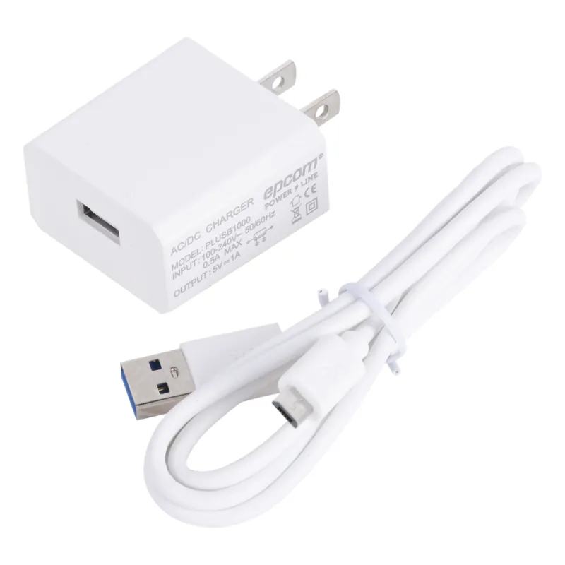 Cargador Micro-USB Profesional de 1 Puerto / 5 VCC / 1 Amper Para Smartphones y Tablets / Voltaje de Entrada de 100-240 VCA