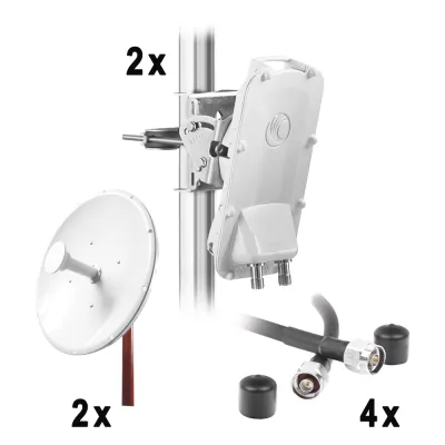 Enlace Backhaul completo de alta capacidad, incluye: 2x PTP550CE, 2x NP2GEN2 (34 dBi), 4x Jumpers