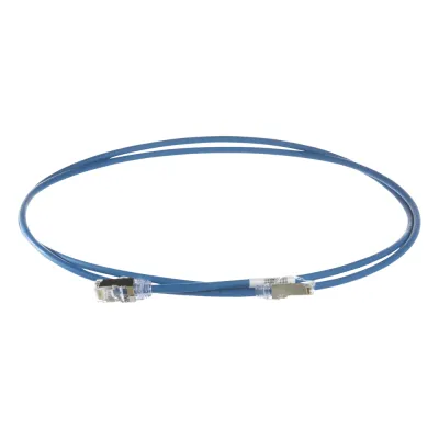 Patch Cord Cat6A, Diametro Reducido 28 AWG, Blindado S/FTP, CM/LS0H, 1 Metro (3.28 Pies), Color Azul
