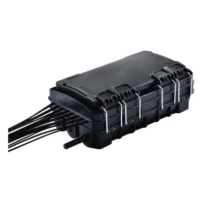 Caja de Distribución de Fibra Óptica para 24 Empalmes, con 16 acopladores SC/APC simplex, Exterior IP65, Color Negro
