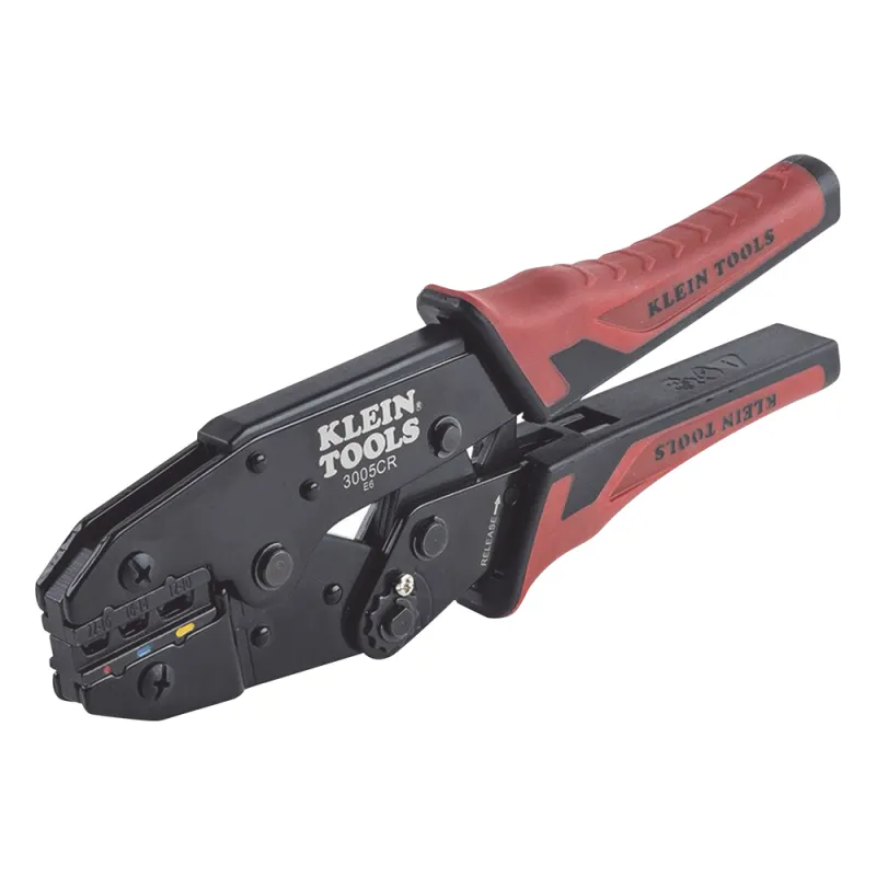 Pinza Ponchadora para Terminales con Aislamiento en Cable de Cobre Sólido y Trenzado de 10-22 AWG.