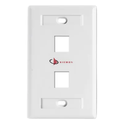 Placa de Pared Keystone de 2 Salidas, Color Blanco, para Jacks Keystone Z-MAX y MAX
