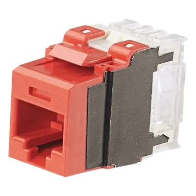 Conector Jack NetKey Estilo 110 (de Impacto), Tipo Keystone, Categoría 6A, de 8 Posiciones y 8 Cables, Color Rojo