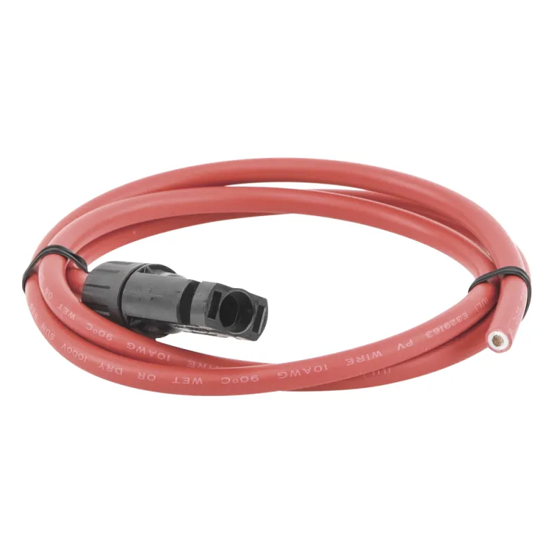 Cable Fotovoltaico, 1 m, Rojo, Calibre 10 AWG con Terminal MC4-M en un extremo
