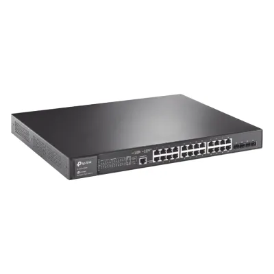Switch L2+ Omada PoE+ / 24 Puertos PoE+ 10/100/1000 Mbps / 4 Puertos SFP 1G / 2 Puertos Consola (RJ45 y microUSB) / Administración Centralizada Omada o Stand-Alone / Multicast IGMP / Calidad de Servicio / Presupuesto PoE 384W / Montaje en Rack