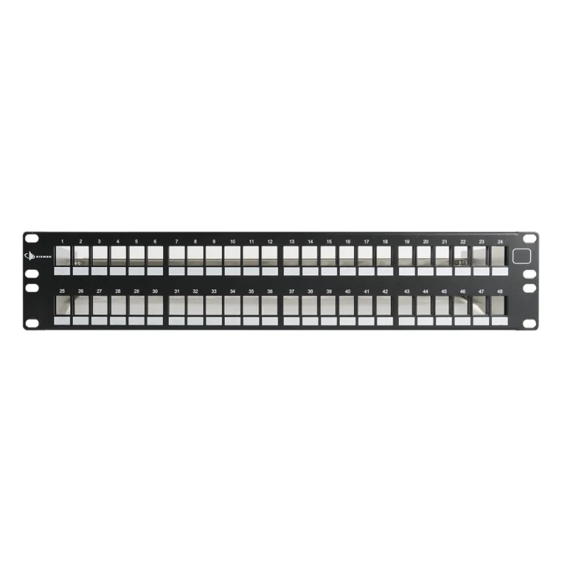 Patch Panel UTP Keystone de 48 Puertos Modular (Vacío), Plano, 2UR, Compatible con Jacks Keystone UTP Z-MAX y MAX
