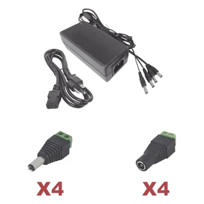 Kit con fuente EPCOM POWER LINE con salida de 12 Vcc a 5 Amper con 4 salidas / Incluye conectores JR52 y JR53