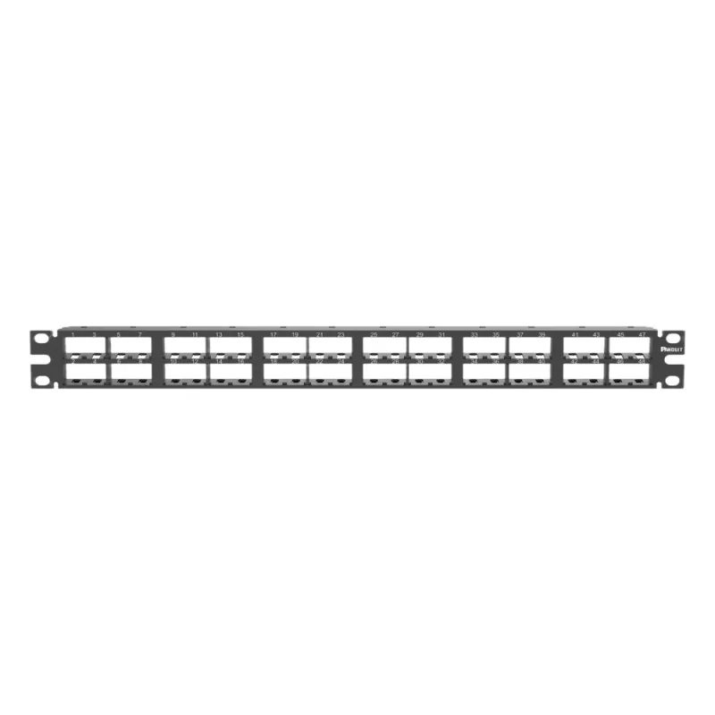 Panel de Parcheo Modular Mini-Com (Sin Conectores), Plano, Sin Blindaje, Alta Densidad, Números Pre-impresos, de 48 Puertos, 1 UR