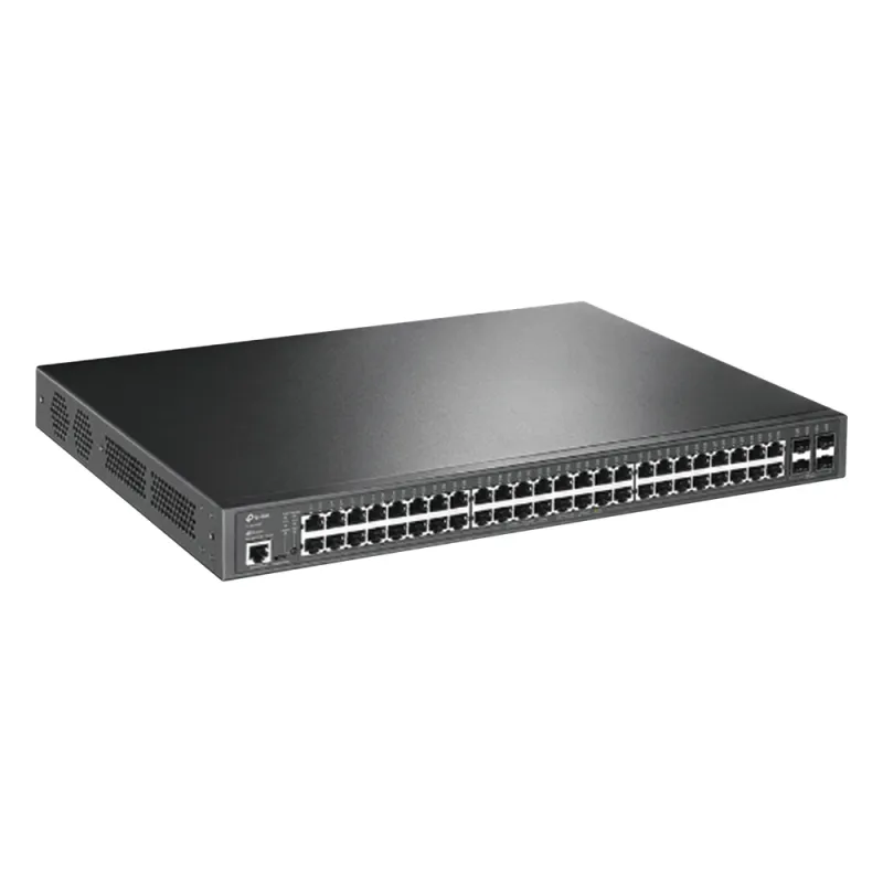 Switch L2+ Omada PoE+ / 48 Puertos PoE+ 10/100/1000 Mbps / 4 Puertos SFP 1G / 2 Puertos Consola (RJ45 y microUSB) / Administración Centralizada Omada o Stand-Alone / Multicast IGMP / Calidad de Servicio / Presupuesto PoE 384W / Montaje en Rack