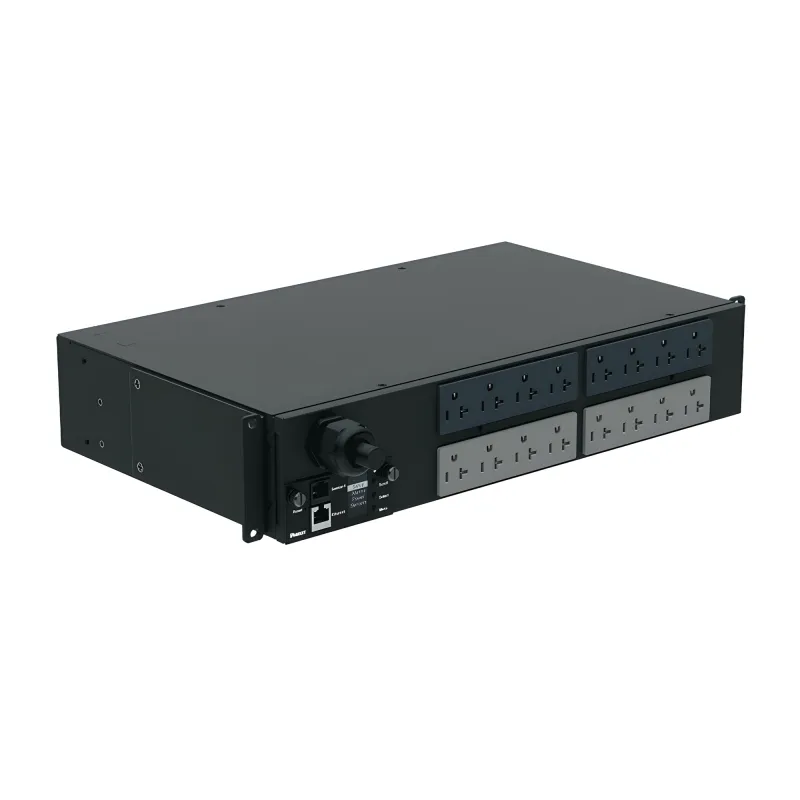 PDU Monitoreable (MI) para Distribución de Energía, Enchufe de Entrada NEMA L5-30P, Con 16 Salidas 5-20R, Horizontal 19 in, 120 Vca, 30 Amp, 2 UR