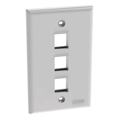 Placa de Pared NetKey Vertical, Salida Para 3 Puertos Keystone, Color Blanco