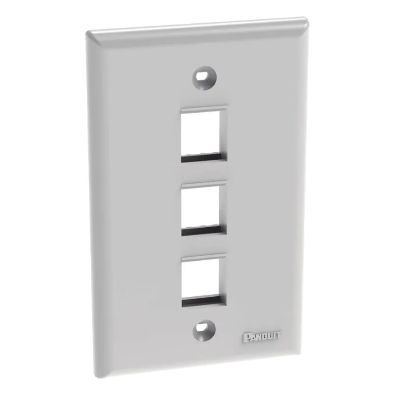 Placa de Pared NetKey Vertical, Salida Para 3 Puertos Keystone, Color Blanco