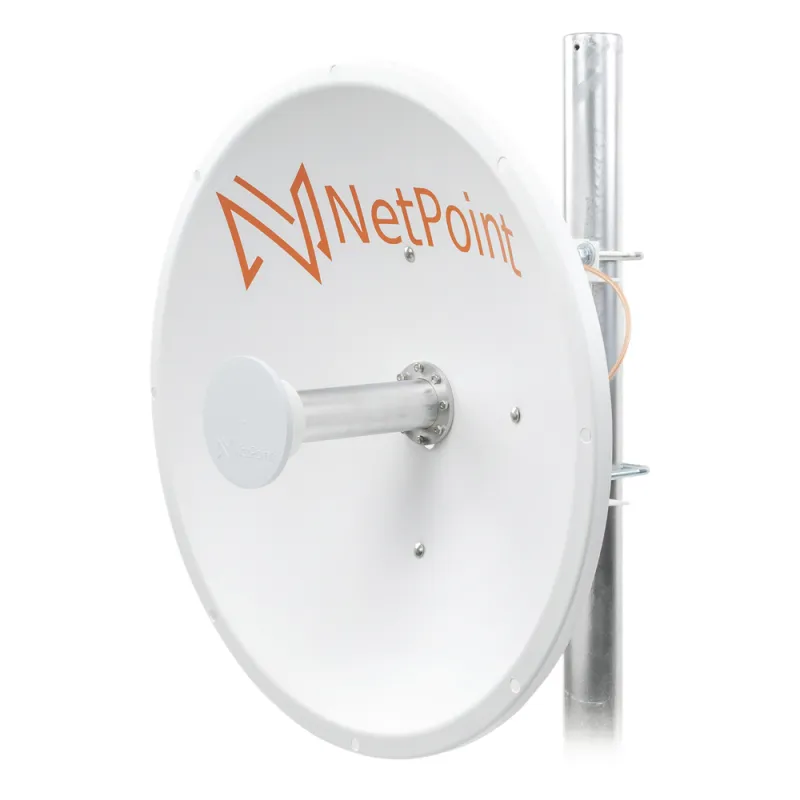 Antena Direccional de alto rendimiento / diámetro de 60 cm / 4.9-6.4 GHz / Ganancia 30 dBi / SLANT de 45 ° y 90 ° / Ideal para 30 km / Conector N-Hembra / Montaje y jumpers incluidos.