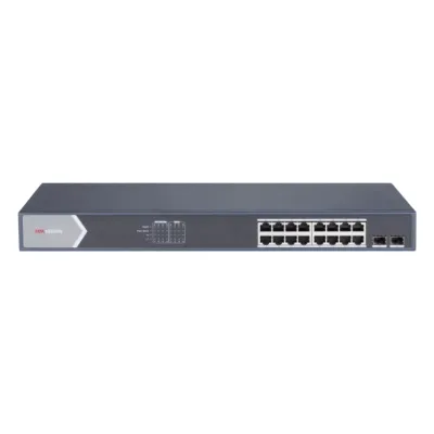Switch Gigabit PoE+ / Administrable / 16 Puertos 1000 Mbps PoE+ / 2 Puertos SFP / Configuración Nube desde Hik-ParnerPro / PoE hasta 300 Metros / 225 Watts