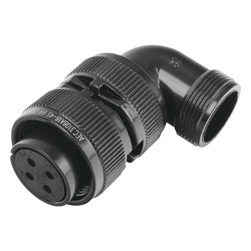 Conector Plug en Ángulo Recto de 4 Contactos Hembra Soldables para Radio de Locomotora.