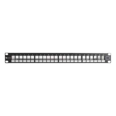 Patch Panel UTP Keystone de 24 Puertos Modular (Vacío), Plano, 1UR, Compatible con Jacks Keystone UTP Z-MAX y MAX