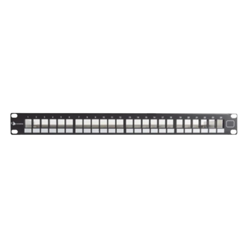 Patch Panel UTP Keystone de 24 Puertos Modular (Vacío), Plano, 1UR, Compatible con Jacks Keystone UTP Z-MAX y MAX