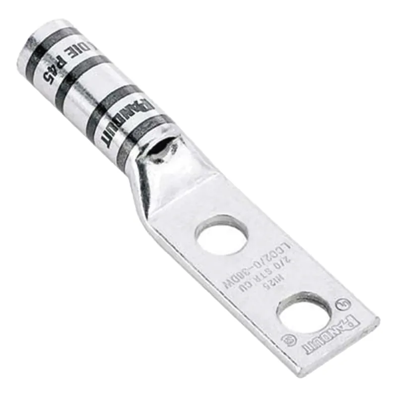 Zapata de compresión LCC6-12W-L para cal. 6 Awg, Doble barreno para tornillo prisionero de 1/2, Espaciado de orificio 44.5mm, 1 Pz