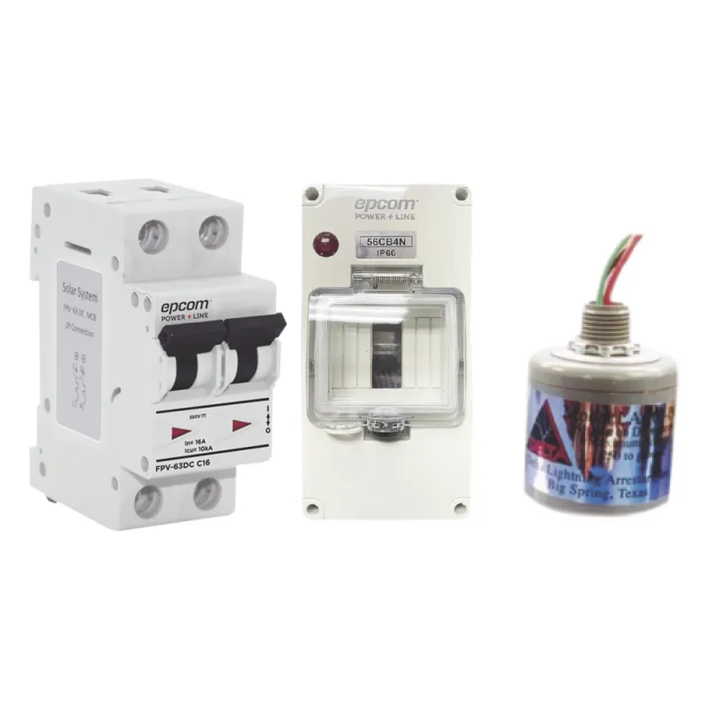 Kit de Centro de Carga Para Corriente Directa, Breaker de hasta 800 Vcc de 40 A con Supresor de Descargas Atmosféricas.