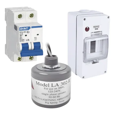 Kit de Centro de Carga Para Corriente Alterna, Breaker de hasta 400 Vca de 40 A con Supresor de Picos Transitorios.