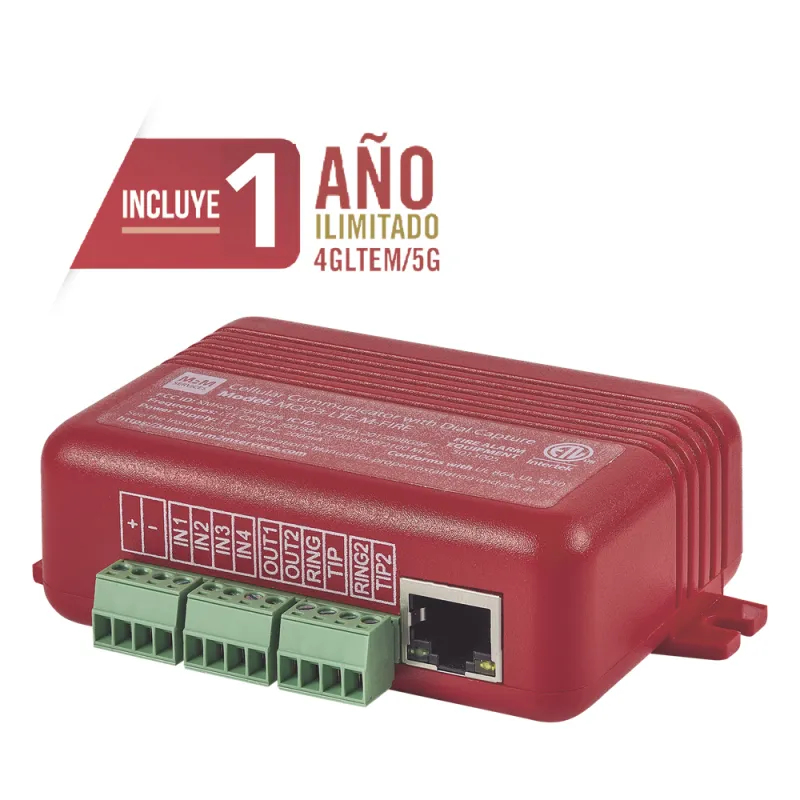 COMUNICADOR DUAL Universal para PANELES DE INCENDIO 4GLTEM - 1 Año de Servicio - Eventos a CMS