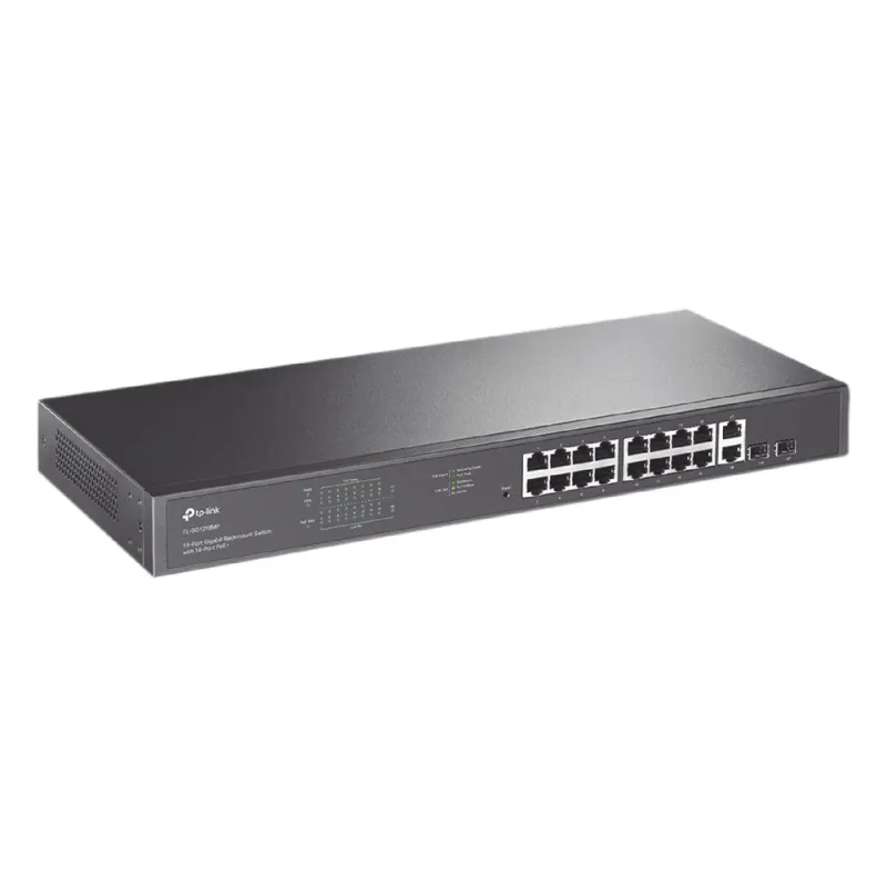 Switch no administrable de 16 puertos 10/100/1000Mbps y PoE af/at, 2 puertos SFP hasta 250W.