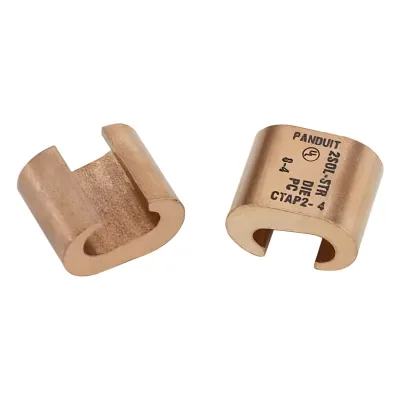 Conector de compresión tipo C StructuredGround CTAP2-2-X, Conductor de cobre 2 AWG, 1pz.