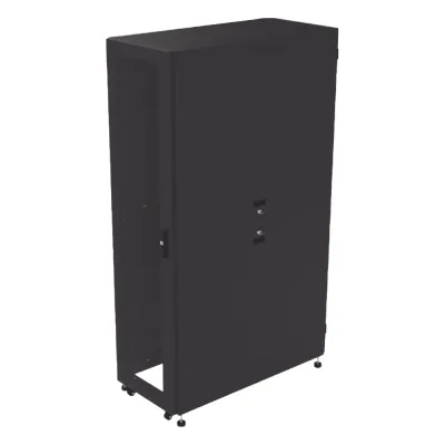 Gabinete Profesional para Telecomunicaciones de 45UR, 1200 mm Profundidad, Incluye 2 Organizadores Verticales de 45 Unidades de Rack, Se envía el Gabinete Armado.
