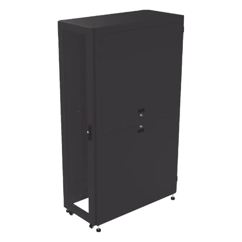 Gabinete Profesional para Telecomunicaciones de 45UR, 1200 mm Profundidad, Incluye 2 Organizadores Verticales de 45 Unidades de Rack, Se envía el Gabinete Armado.