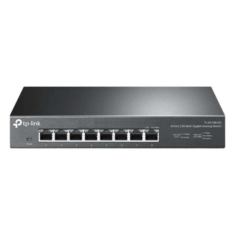 Switch Gigabit no administrable de 8 puertos 100 Mbps/ 1 Gbps/ 2.5 Gbps ideal para WiFi 6