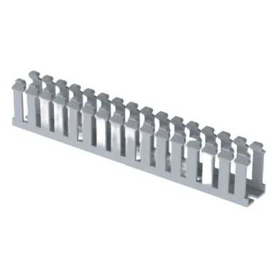 Canaleta Ranurada de PVC sinTapa, Tipo F, 23.6 mm de Ancho, 39.9 mm de Alto y 1.8 m de Largo, Color Gris
