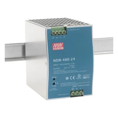 Fuente de poder industrial para riel DIN / 480W / 24Vcc / 20A / Entrada: 100-240Vca
