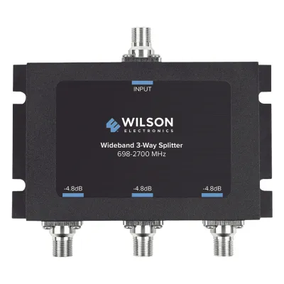 Divisor de potencia de 3 vías para la distribución de señal a tres antenas de servicio | 4.8 dB de pérdida por puerto | Conectores F hembra