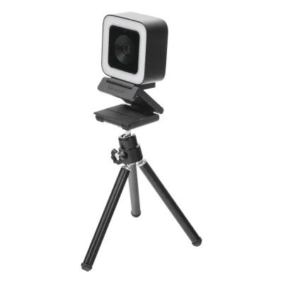 Cámara Web ALTA DEFINICIÓN (1080p) / Aro de Luz Interconstruido / Gran Angular / Micrófono Integrado / Conector USB de 2 mts / Fácil de Instalar / Reducción de Ruido Inteligente