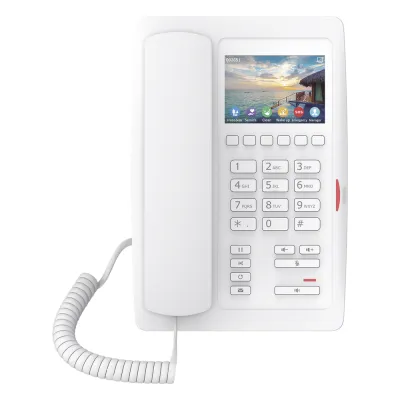 (H5W Color Blanco)Teléfono IP WiFi para Hotelería, profesional de gama alta con pantalla LCD de 3.5 pulgadas a color, 6 teclas programables para servicio rápido (Hotline) PoE