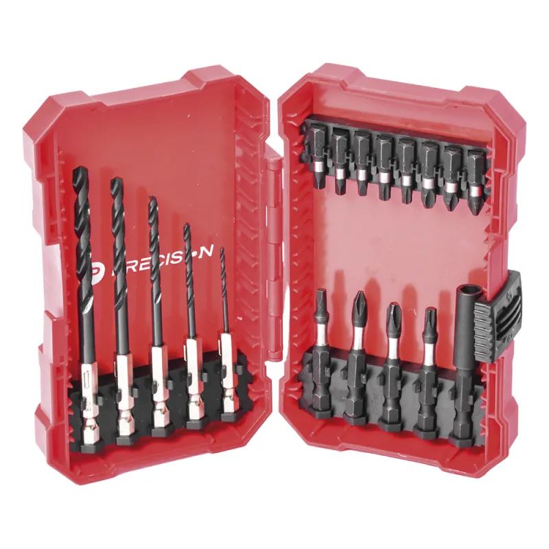 Juego de 18 Puntas y Brocas para Taladro, con Entrada Hexagonal de 1/4", Incluye Estuche.