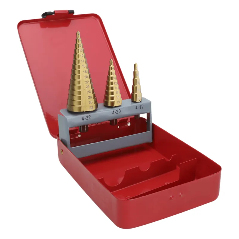 Juego de 3 Brocas Escalonadas HSS 4-12, 4-20, 4-32 mm (Para Plástico o Metal).