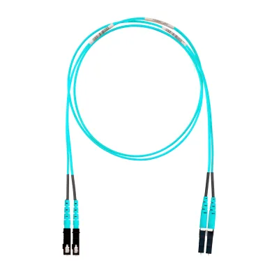 Jumper de Fibra Optica Multimodo 50/125 OM3, LC-SC Duplex, OFNR (Riser), Color Aqua, 15 Metros (49.21 Pies)