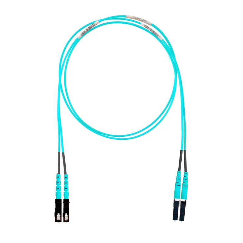 Jumper de Fibra Optica Multimodo 50/125 OM3, LC-SC Duplex, OFNR (Riser), Color Aqua, 15 Metros (49.21 Pies)