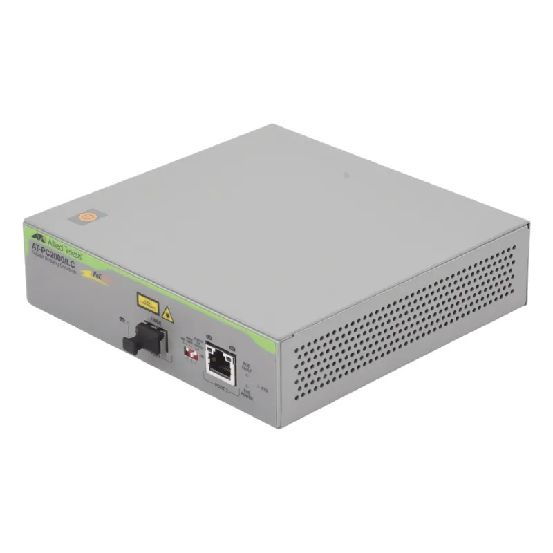 Convertidor de medios Gigabit Ethernet PoE+ a fibra óptica, conector LC, multimodo (MMF), distancia hasta 550 m